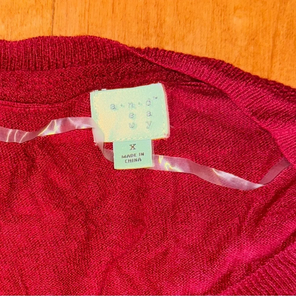 Target A New Day V Neck Red Sweater with Slits at the hips - Picture 4 of 7